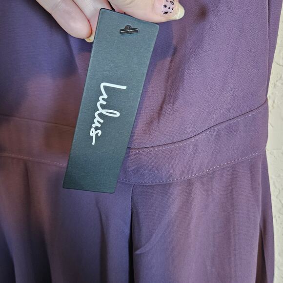 Lulus V-Neck Forevermore Skater Dress Dusty Purple Womens Large Hoco Semi-formal - Picture 6 of 9